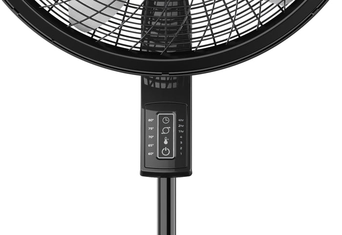 Lasko 18" Pedestal Fan: Oscillating, 4-Speed, Remote, Timer, Thermostat, Black