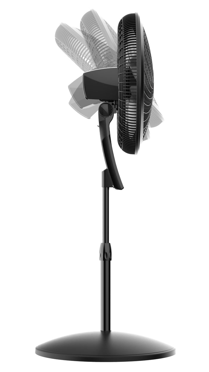 Lasko 18" Pedestal Fan: Oscillating, 4-Speed, Remote, Timer, Thermostat, Black