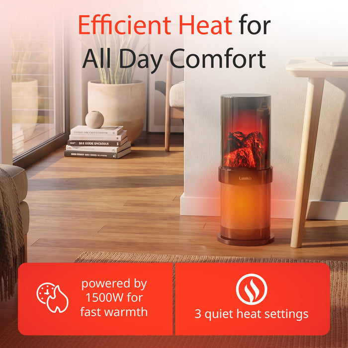 Lasko 20" Fireplace Ceramic Tower Space Heater: Oscillating, 2 Heat Settings, Timer, Tip-Over Switch