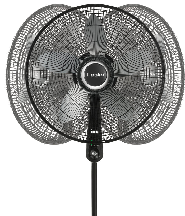 Lasko 20" Pedestal Fan: Oscillating, 4-Speed, Remote, Timer, Black
