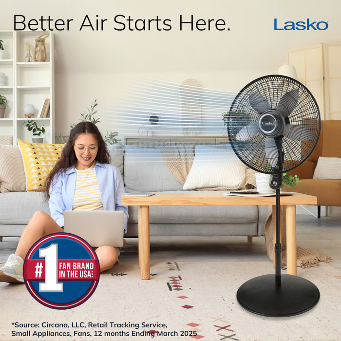 Lasko 20" Pedestal Fan: Oscillating, 4-Speed, Remote, Timer