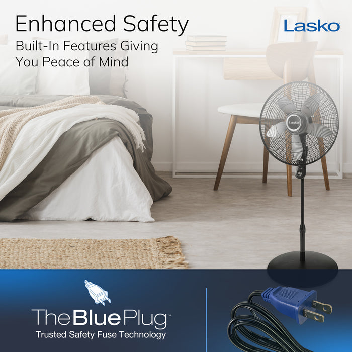 Lasko 20" Pedestal Fan: Oscillating, 4-Speed, Remote, Timer