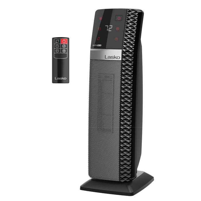 Lasko 22" Ceramic Tower Space Heater: Oscillating, 3 Heat Settings, Remote, Timer, Tip-Over Switch, Thermostat, Black