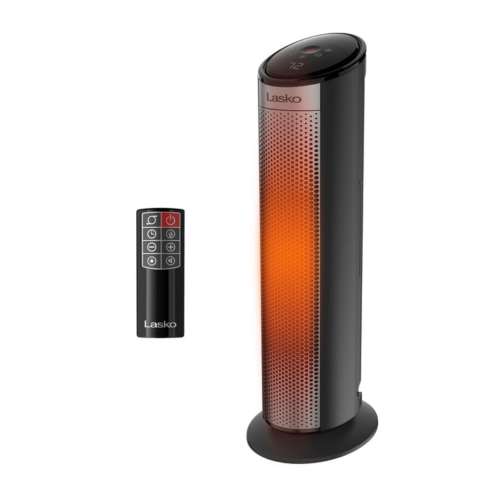 Lasko 22" Ceramic Tower Space Heater: Oscillating, 3 Heat Settings, Remote, Timer, Tip-Over Switch, Child Lock, Thermostat, Black