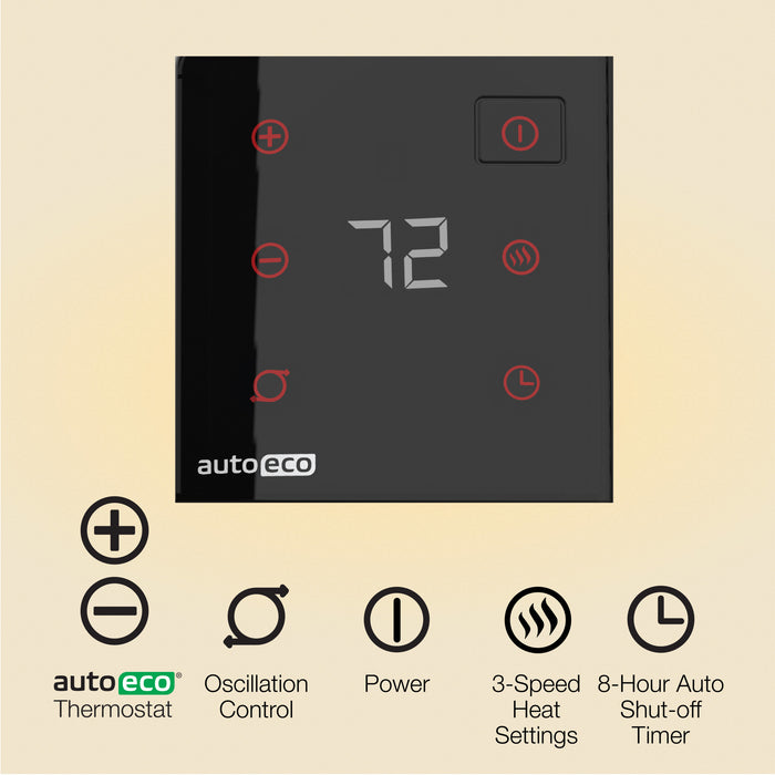 Lasko 22" Ceramic Tower Space Heater: Oscillating, 3 Heat Settings, Remote, Timer, Tip-Over Switch, Thermostat, Black