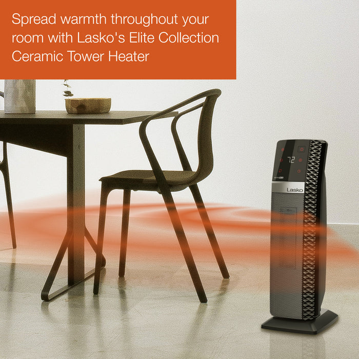 Lasko 22" Ceramic Tower Space Heater: Oscillating, 3 Heat Settings, Remote, Timer, Tip-Over Switch, Thermostat, Black