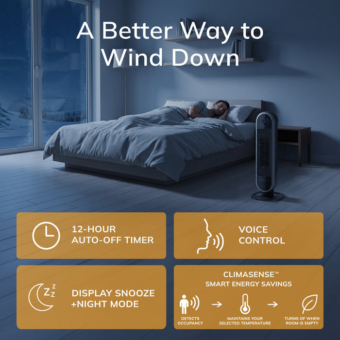 Lasko 22" Smart Ceramic Tower Space Heater: Oscillating, 3 Heat Settings, WiFi, Alexa/Google Enabled, Tip-Over Switch