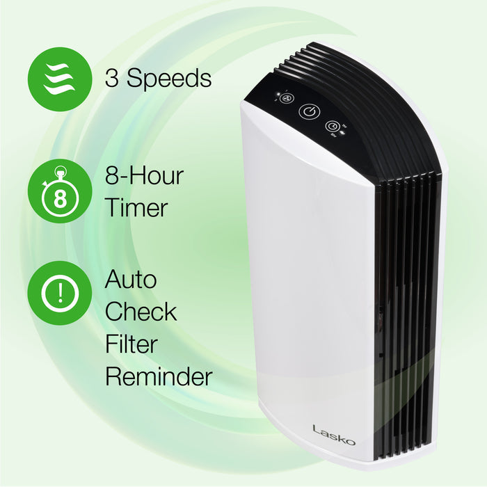 Lasko 22" Tower Air Purifier: 3-Speed, True HEPA, Timer