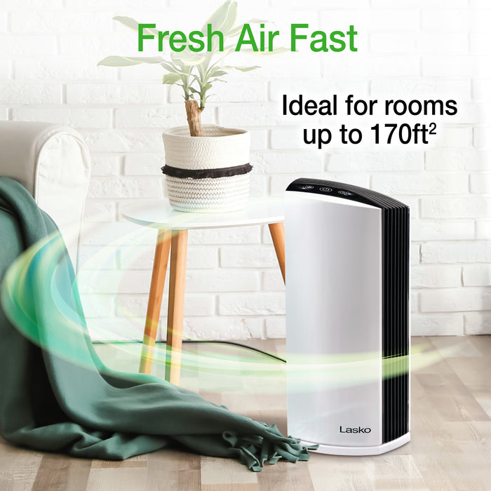 Lasko 22" Tower Air Purifier: 3-Speed, True HEPA, Timer
