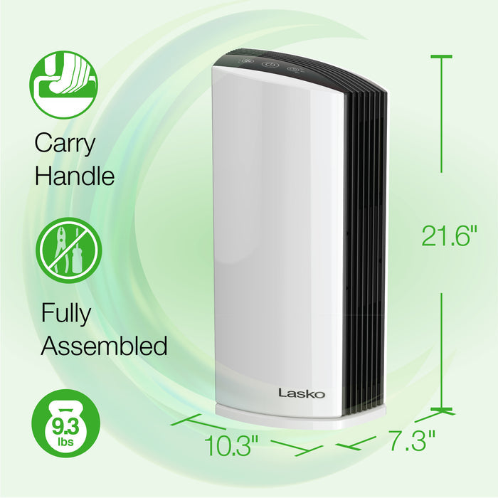 Lasko 22" Tower Air Purifier: 3-Speed, True HEPA, Timer