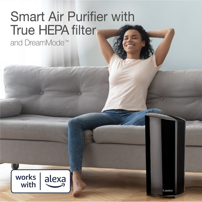 Lasko 22" Tower Air Purifier: 4-Speed, True HEPA, Alexa Enabled, Timer, Dream Mode