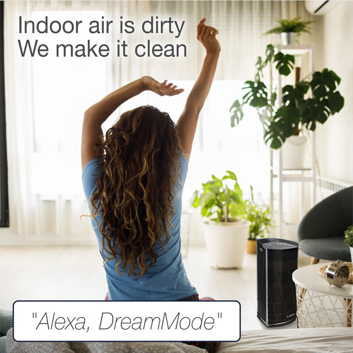 Lasko 22" Tower Air Purifier: 4-Speed, True HEPA, Alexa Enabled, Timer, Dream Mode