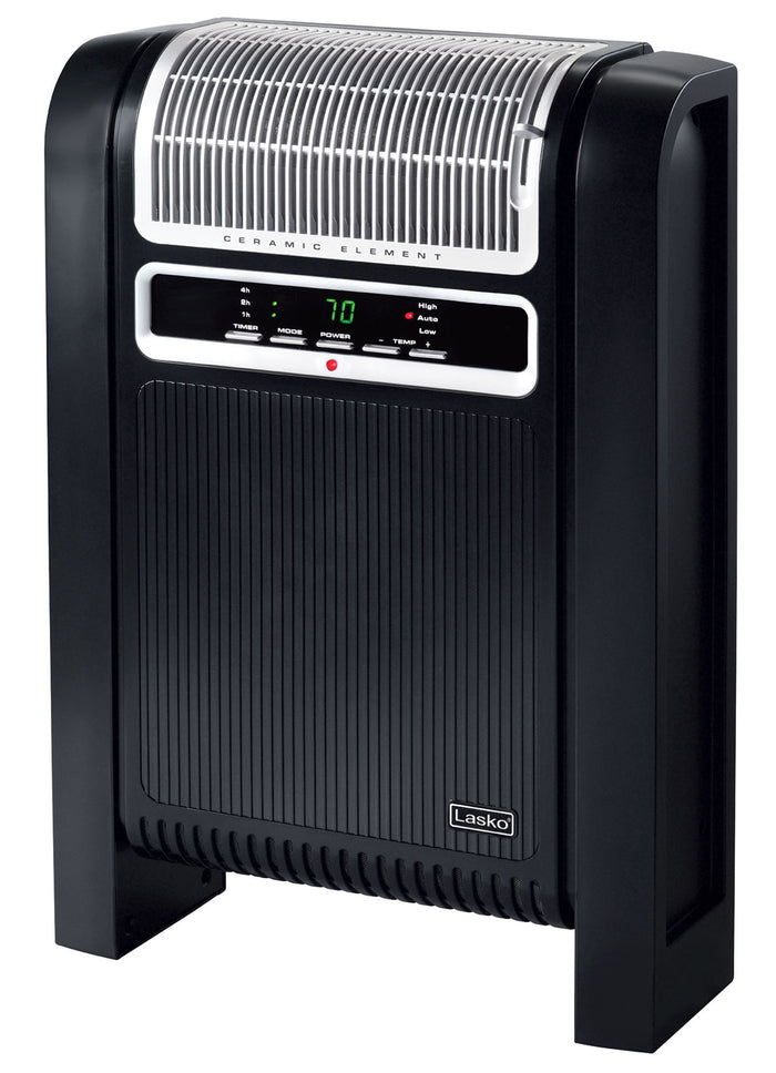 Lasko 25" Ceramic Console Space Heater: 2 Heat Settings, Timer, Manual Louvers, Thermostat, Black