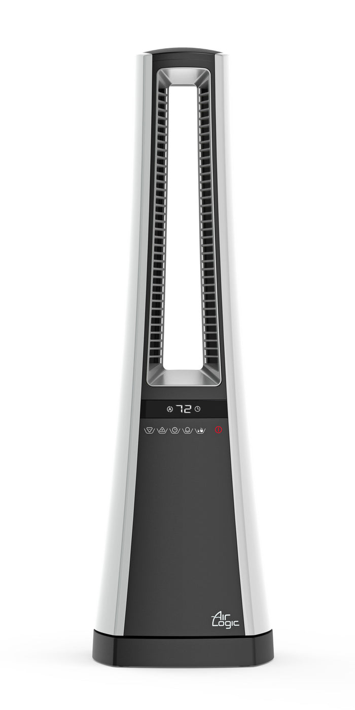 Lasko 27" Bladeless Ceramic Tower Space Heater: Oscillating, 2 Heat Settings, Remote, Timer, Thermostat
