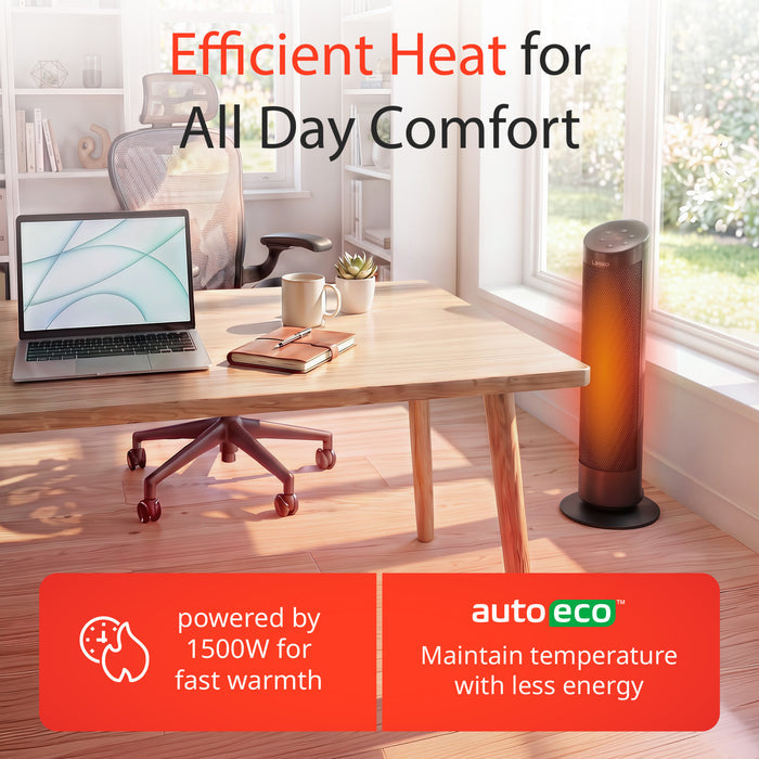 Lasko 30" Ceramic Tower Space Heater: Oscillating, 3 Heat Settings, Remote, Timer, Tip-Over Switch, Thermostat