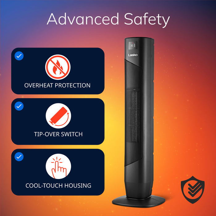 Lasko 32" Digital Ceramic Tower Space Heater: Oscillating, 3 Heat Settings, Remote, Timer, Tip-Over Switch