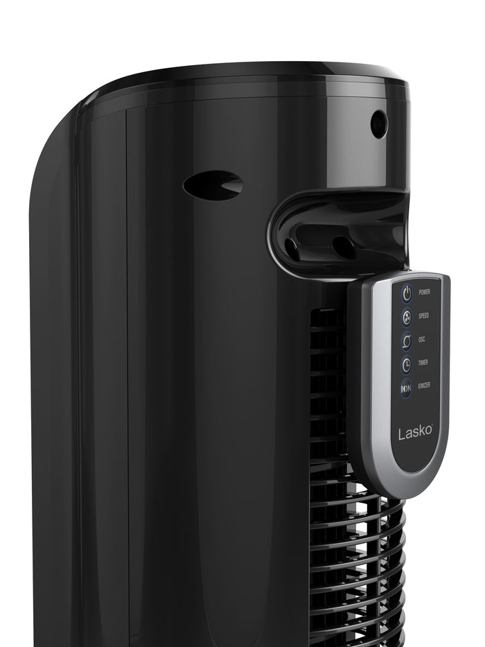 Lasko 32" Tower Fan: Oscillating, 3-Speed, Remote, Timer, Ionizer, Black
