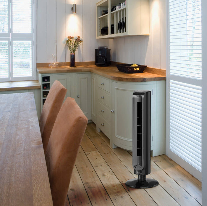 Lasko 32" Tower Fan: Oscillating, 3-Speed, Remote, Timer, Ionizer, Black