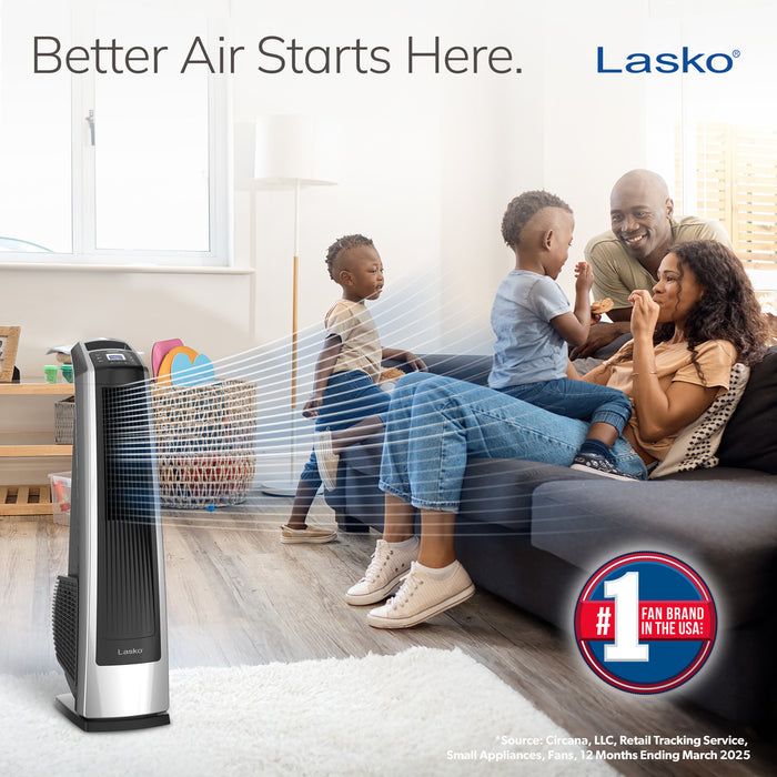 Lasko 35" Tower Fan: Oscillating, 3-Speed, High Velocity, Remote