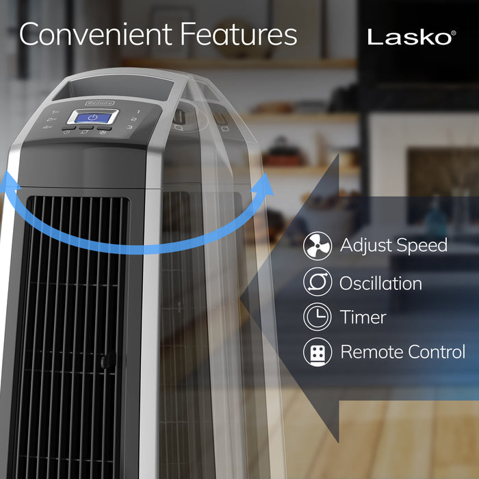 Lasko 35" Tower Fan: Oscillating, 3-Speed, High Velocity, Remote