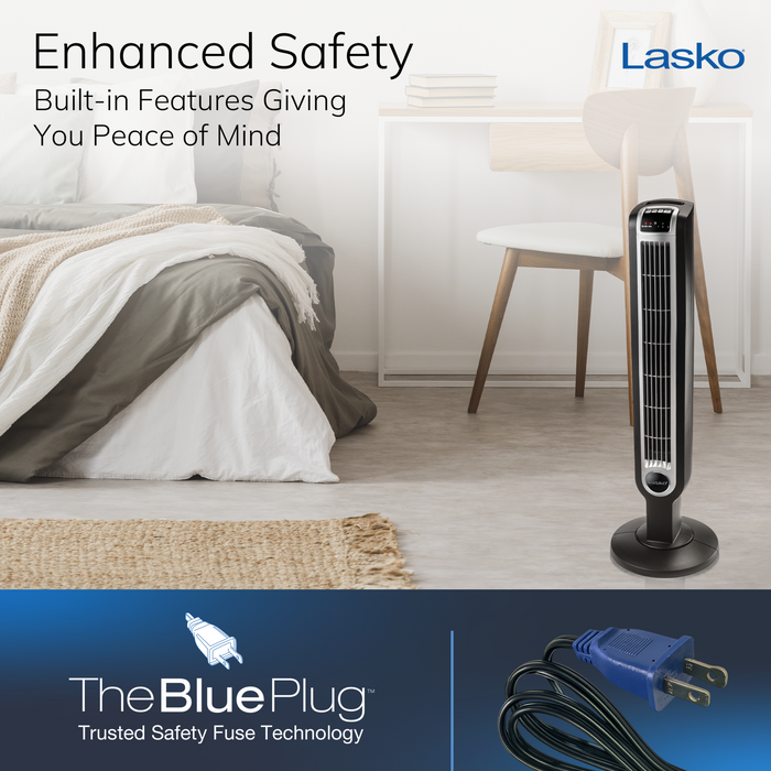 Lasko 36" Tower Fan: Oscillating, 3-Speed, Remote, Timer