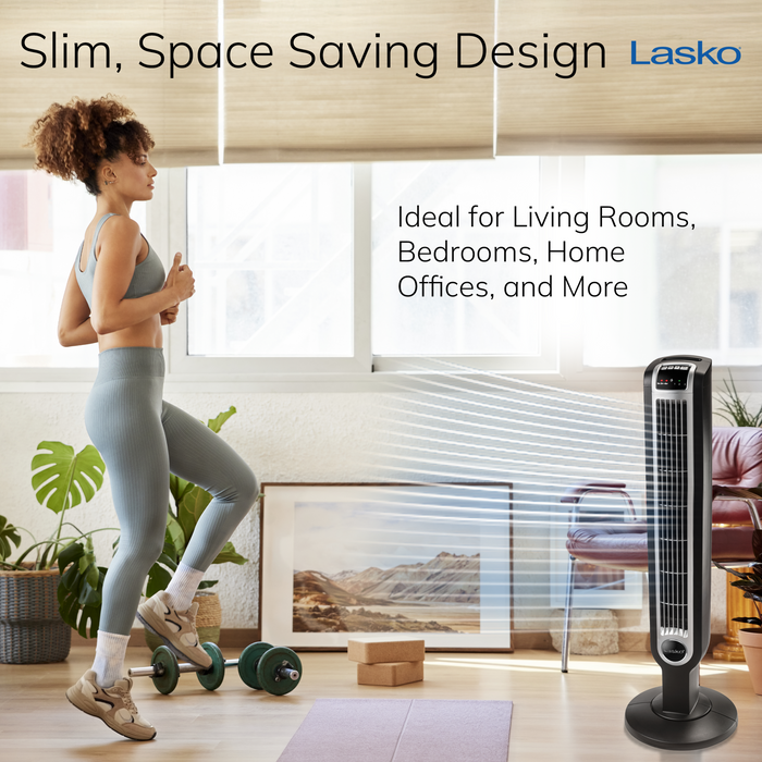 Lasko 36" Tower Fan: Oscillating, 3-Speed, Remote, Timer