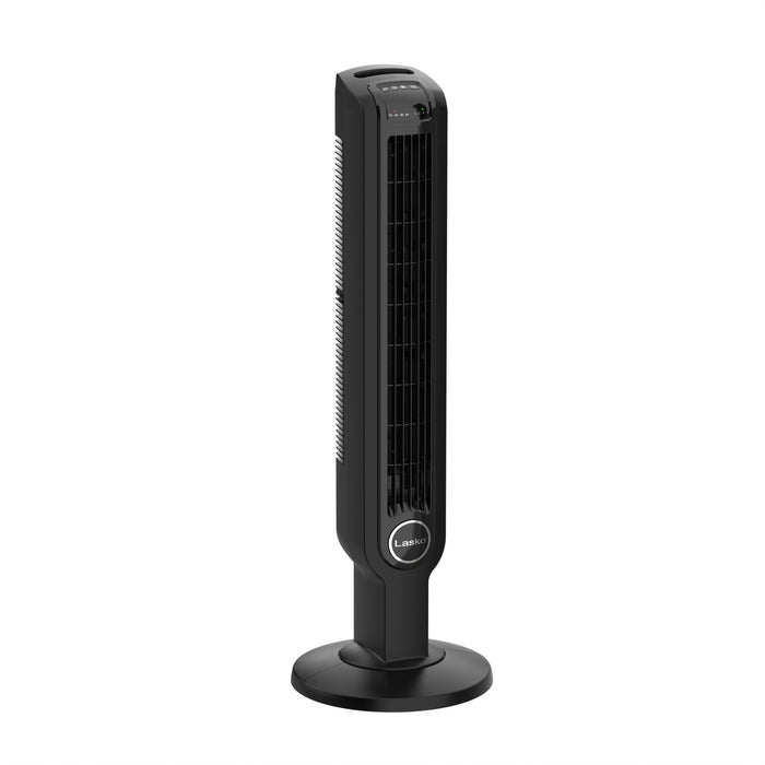Lasko 36" Tower Fan: Oscillating, 4-Speed, Remote, Timer, Dark Mode, Black