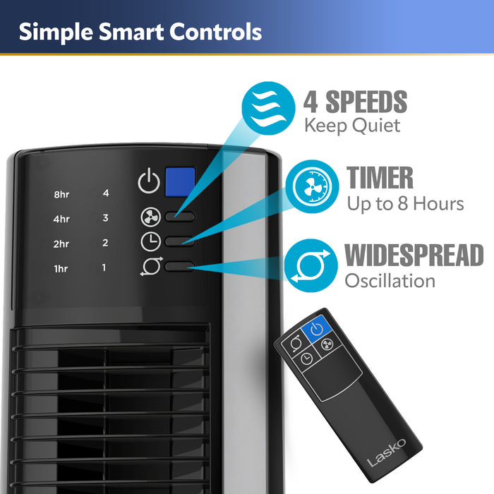 Lasko 38" Hybrid Tower Fan: Oscillating, 4-Speed, Remote, Timer