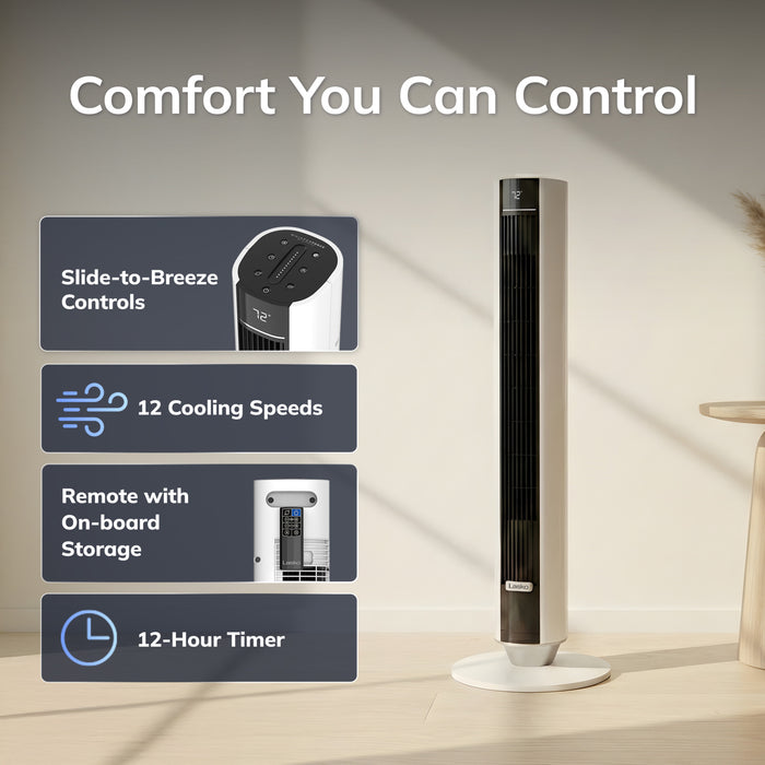 Lasko 40" DC Tower Fan: Oscillating, 12-Speed, Remote, Timer