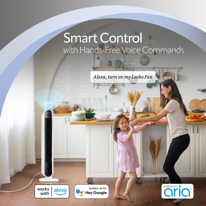 Lasko 40" Smart Tower Fan: Oscillating, 5-Speed, Timer, Wi-Fi