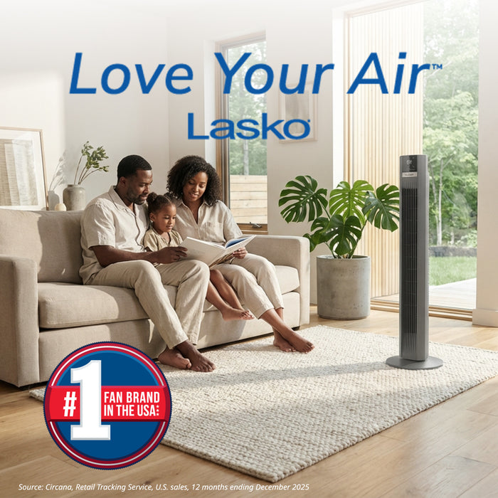 Lasko 48" DC Tower Fan: Oscillating, 12-Speed, Remote, Timer
