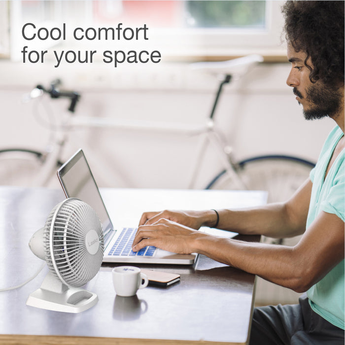 Lasko 6" Personal Table Fan: 2-Speed, Tilting Head, Storage Tray