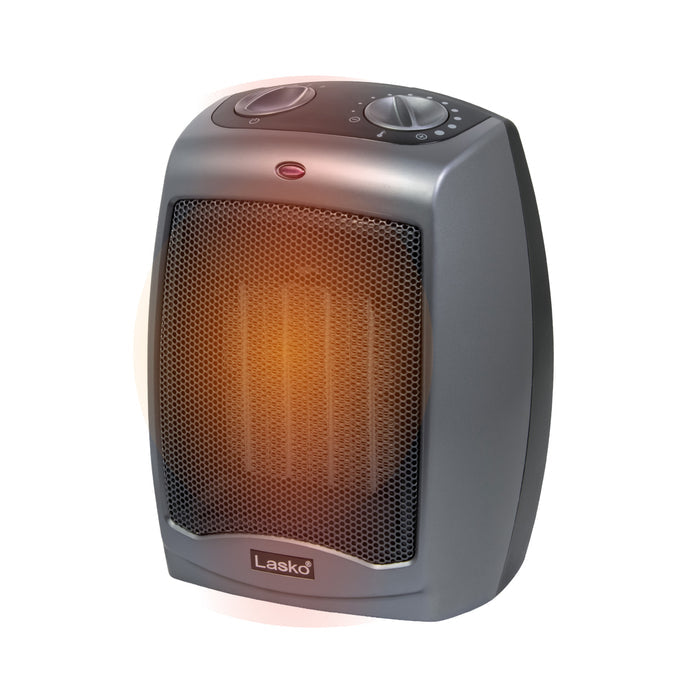 Lasko 9" Ceramic Space Heater: 2 Heat Settings, Tip-Over Switch, Thermostat