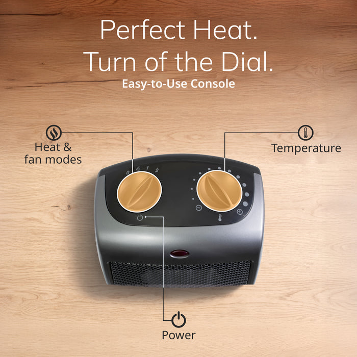 Lasko 9" Ceramic Space Heater: 2 Heat Settings, Tip-Over Switch, Thermostat