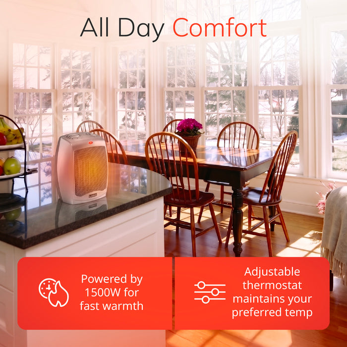 Lasko 9" Ceramic Space Heater: Overheat Protection, 2 Heat Settings, Thermostat