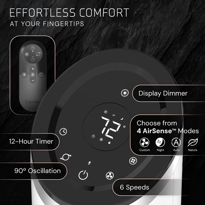 Lasko Apex 42" Tower Fan: Oscillating, 6-Speed, Remote, Timer