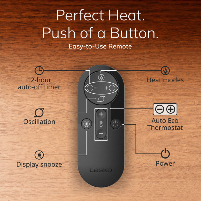 Lasko Artisan 16" Ceramic Tower Space Heater: Oscillating, 2 Heat Settings, Remote, Timer, Tip-Over Switch, Thermostat