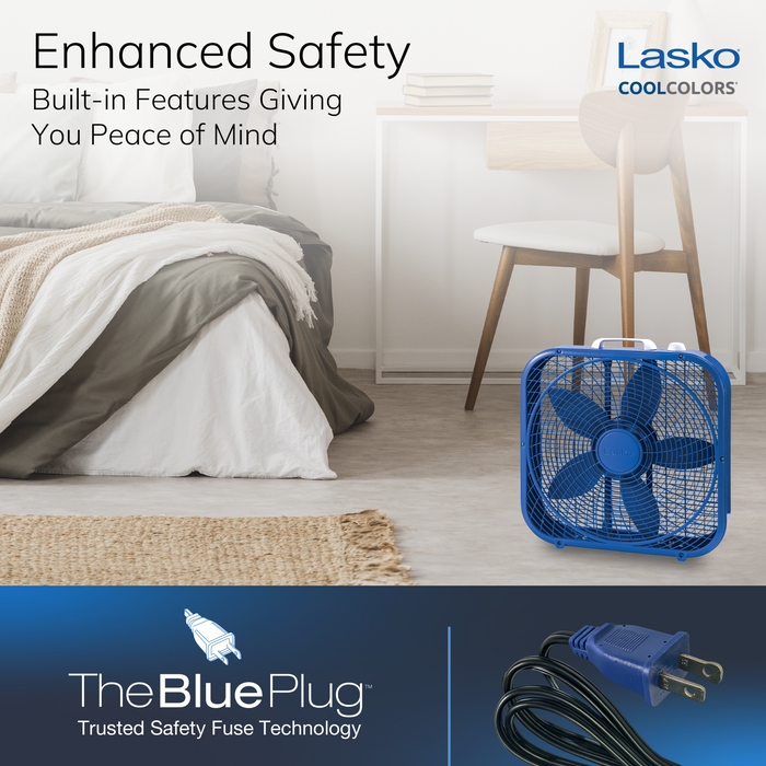 Lasko Cool Colors 20" Box Fan: 3-Speed, Weather-Resistant Motor