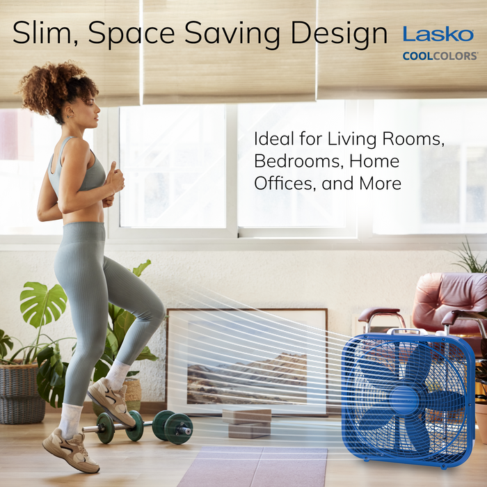 Lasko Cool Colors 20" Box Fan: 3-Speed, Weather-Resistant Motor