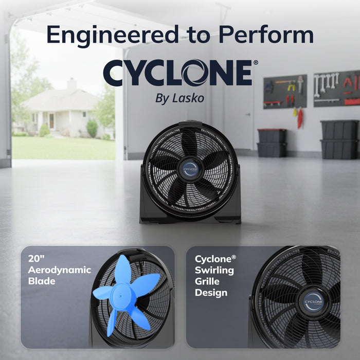 Lasko Cyclone 20" Air Circulator Fan: Wall Mount, 4-Speed, Remote