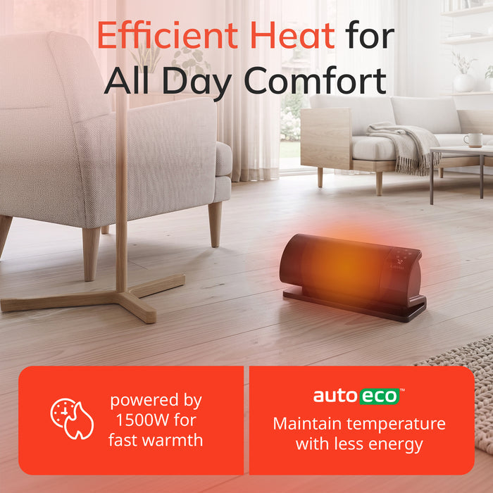 Lasko Low Profile Baseboard Space Heater: 3 Heat Settings, Remote, Timer, Tip-Over Switch, Powered Louvers, Thermostat