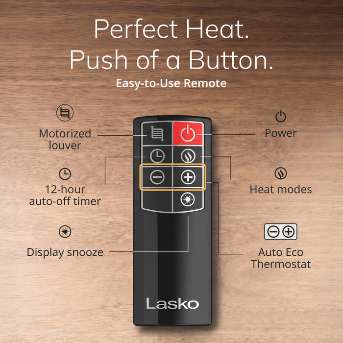 Lasko Low Profile Baseboard Space Heater: 3 Heat Settings, Remote, Timer, Tip-Over Switch, Powered Louvers, Thermostat