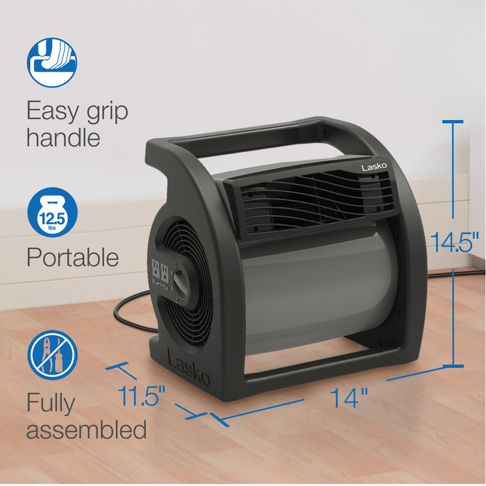 Lasko Max Performance 15" Air Mover Blower Fan: 3-Speed, High Velocity, 2 Outlets, Black