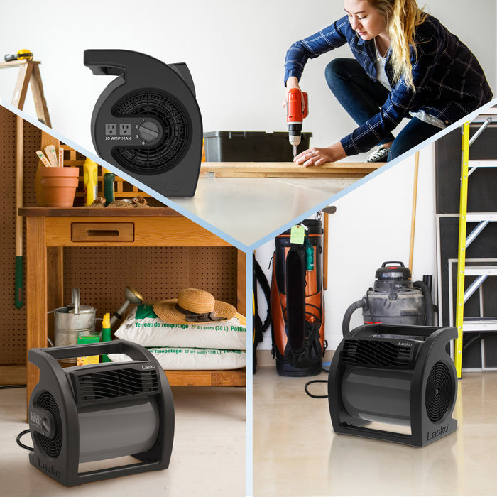 Lasko Max Performance 15" Air Mover Blower Fan: 3-Speed, High Velocity, 2 Outlets, Black