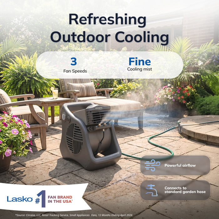 Lasko Misto 15" Outdoor Misting Fan: 3-Speed, Pivoting, Powered Louvers