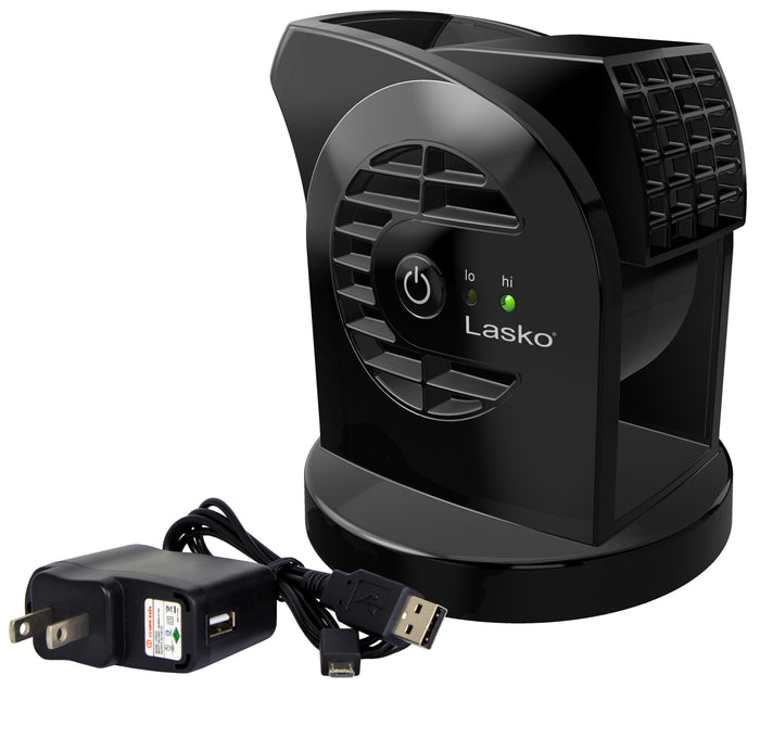 Lasko MyCool 6" Mini USB DC Blower Fan: 2-Speed, Pivoting, Black