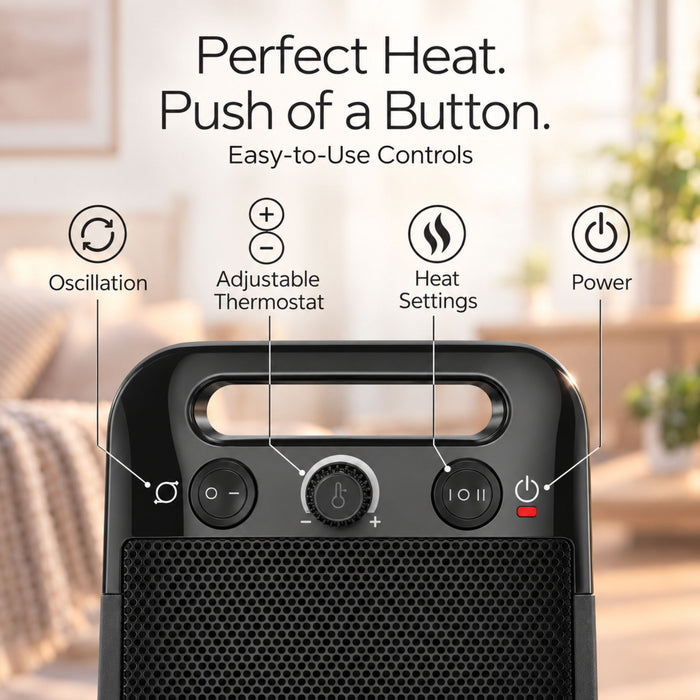 Lasko MyHeat-GO 13" Ceramic Space Heater: Oscillating, 2 Heat Settings, Thermostat