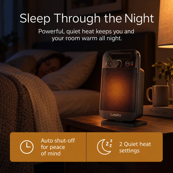 Lasko MyHeat-GO 13" Ceramic Space Heater: Oscillating, 2 Heat Settings, Thermostat