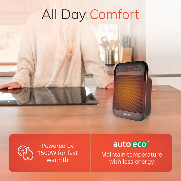 Lasko MyHeat Max 9" Ceramic Space Heater: 2 Heat Settings, Timer, Tip-Over Switch, Thermostat