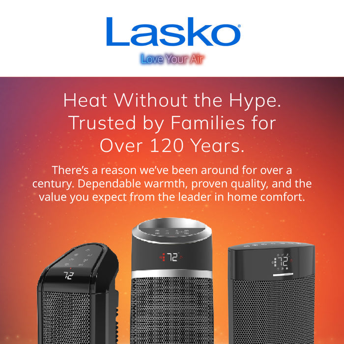 Lasko MyHeat Max 9" Ceramic Space Heater: 2 Heat Settings, Timer, Tip-Over Switch, Thermostat